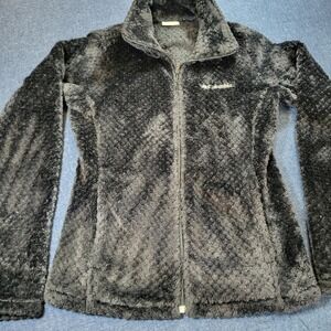 Columbia Fire Side II Sherpa Full Zip Fleece Jacket Black Womens Small Cozy Soft
